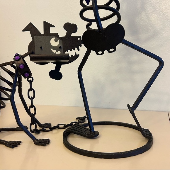 Vintage PartyLite Halloween Skeleton Mr. Bones Sticks Dog Votive Holders - Picture 10 of 11